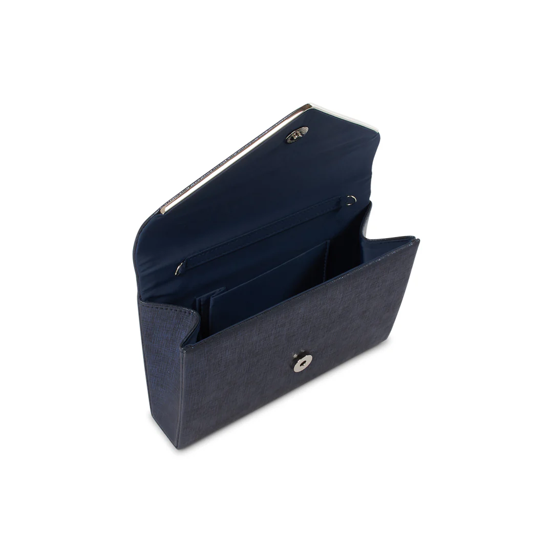 Delyssa Navy Shimmer Clutch Bag - Image 4